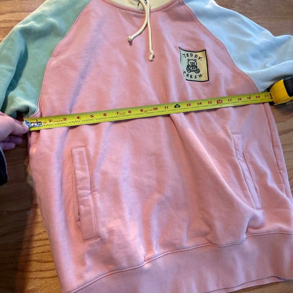 Teddy Fresh Classic Colorblock Hoodie - Pastel Patchwork Pullover - Size Medium - Picture 7 of 8